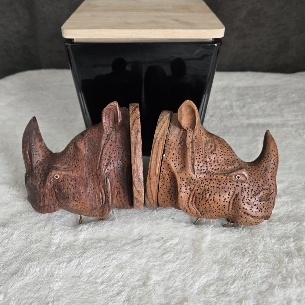 Handcrafted Wooden Rhinos.